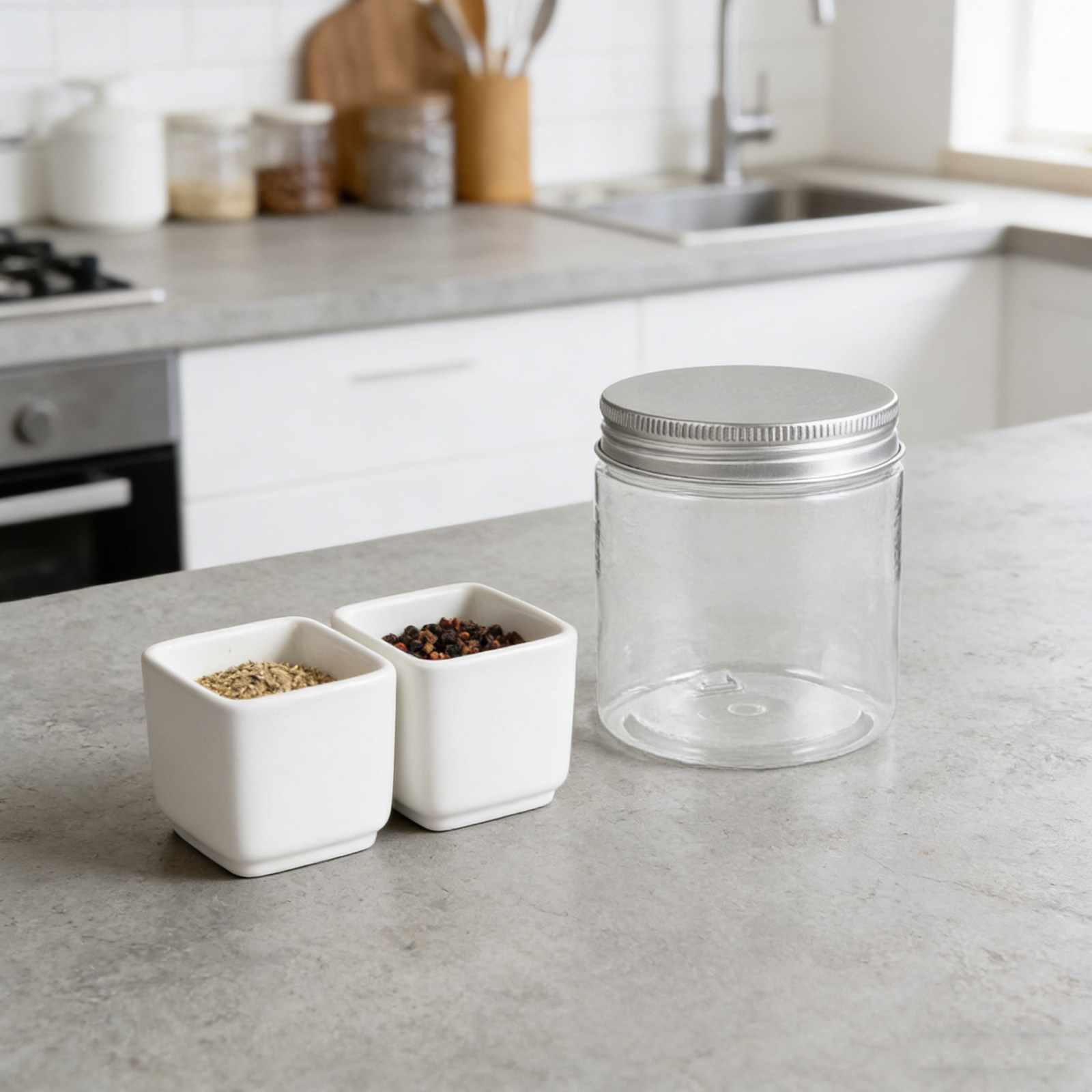 Food Storage Aluminum Containers - 12Pcs Clear Small Mason Jars with