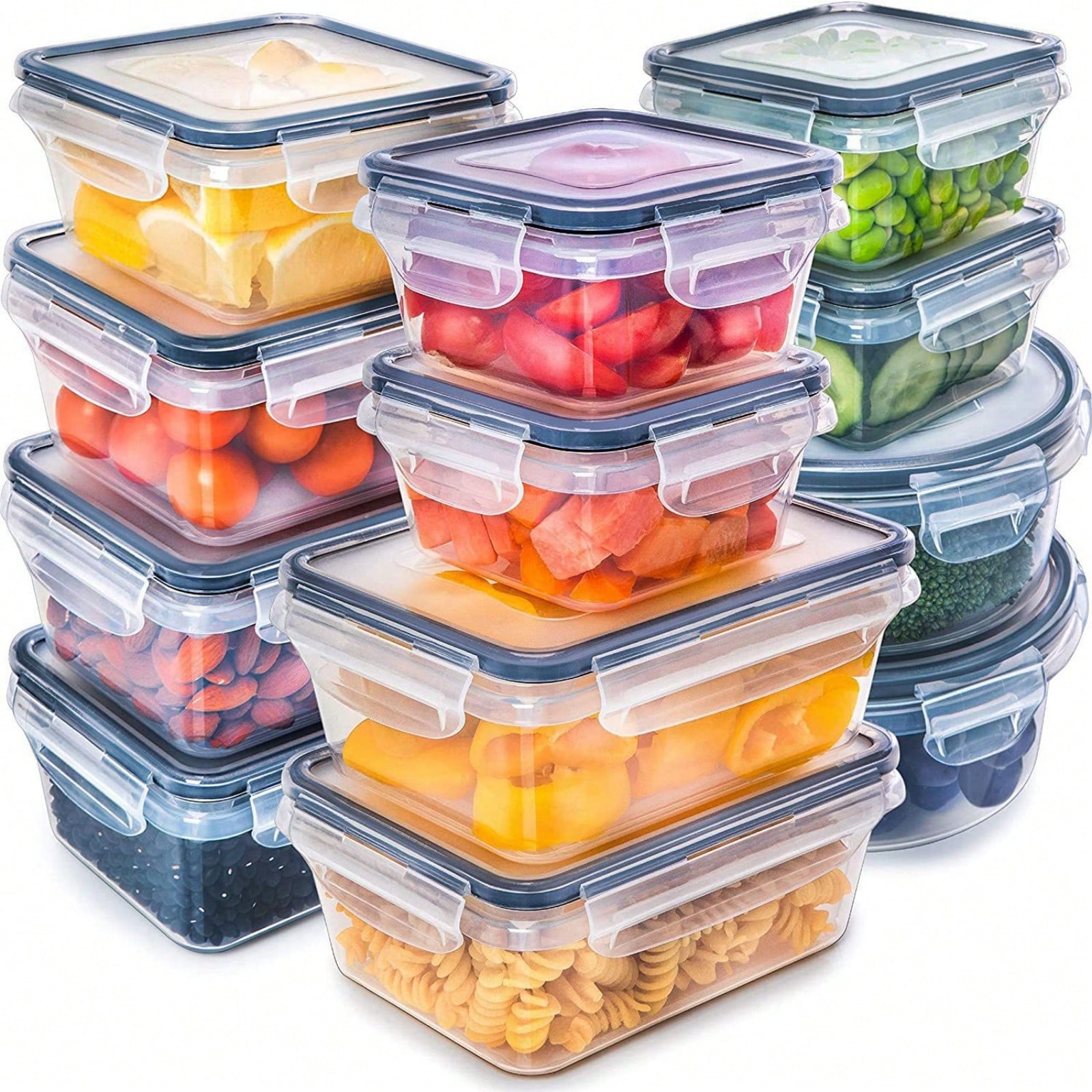 Food Storage Plastic Boxes - 24 Pieces Food Storage Containers Set