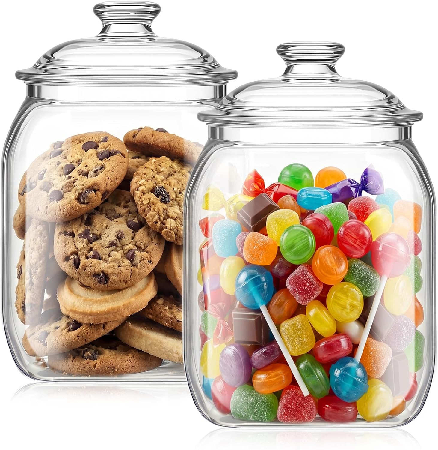 Food Storage Jars Plastic - 2 Pack Acrylic Cookie Candy Jar
