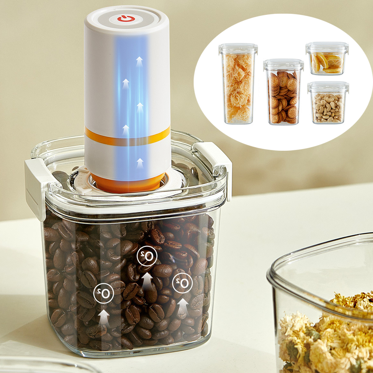 Airtight Cereal Jar - Vacuum Sealed Tank Coffee Beans Vacuum