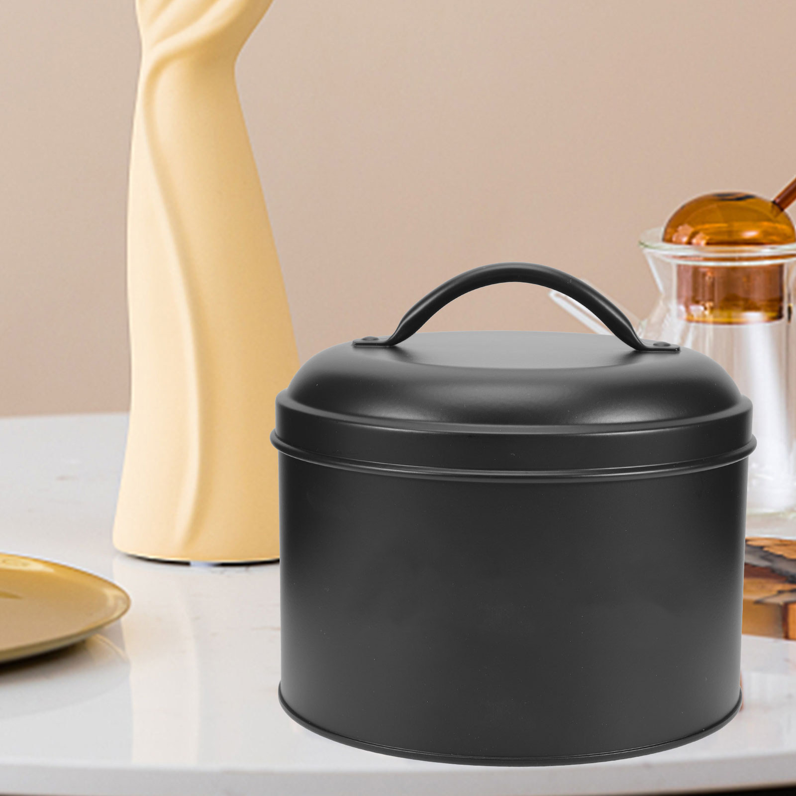 Airtight Cereal Jar - Metal Food Storage Canister Airtight Sealed