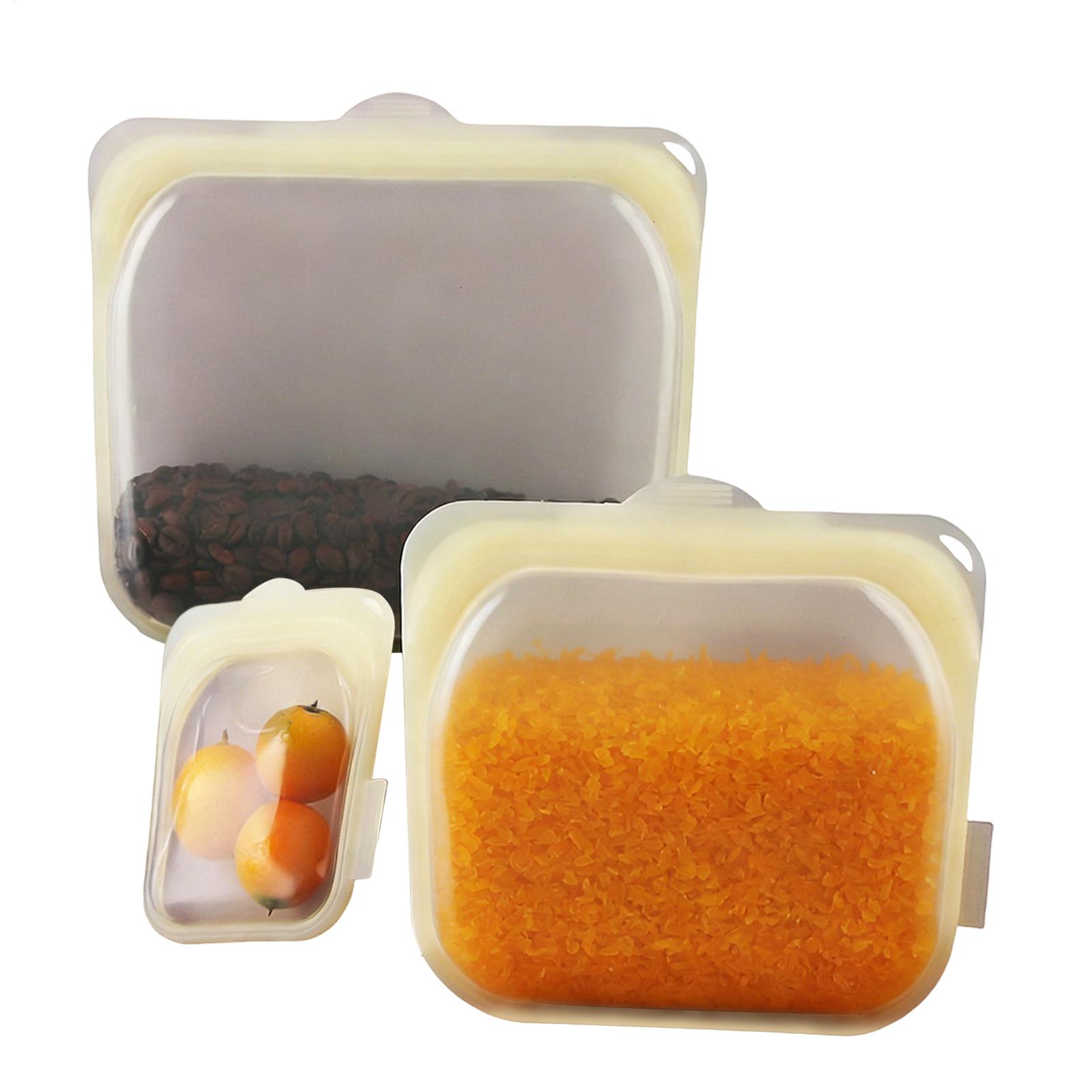 Food Storage Reusable Bags - Reusable Freezer Bags 3 Pieces Silicone