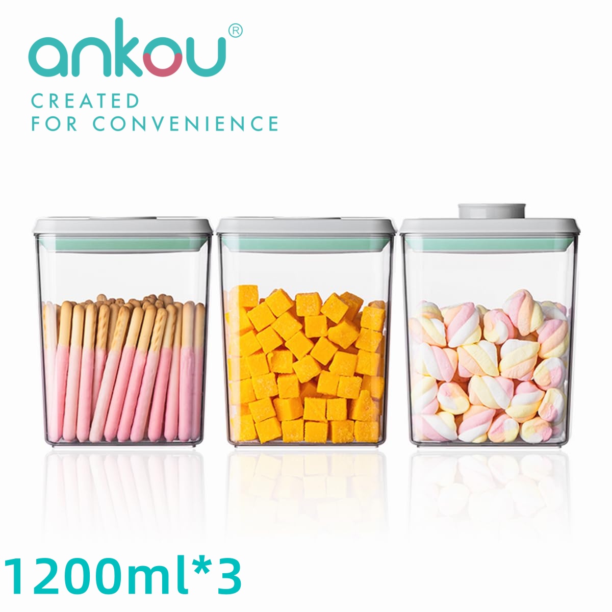 Food Storage Pantry - Ankou 3Pcs 1.2L Pop Airtight Food