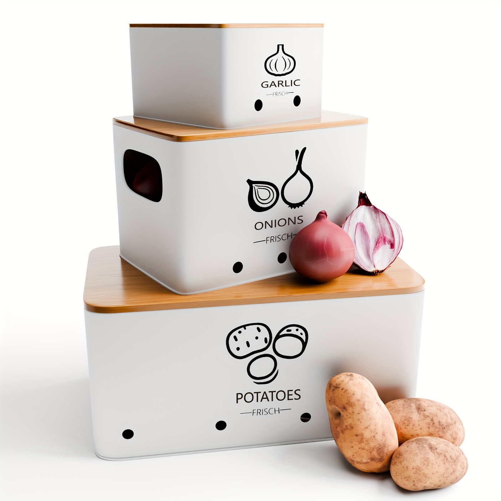 Food Storage Without Pantry - 3pcs Vegetable Storage Box, Potato Onion
