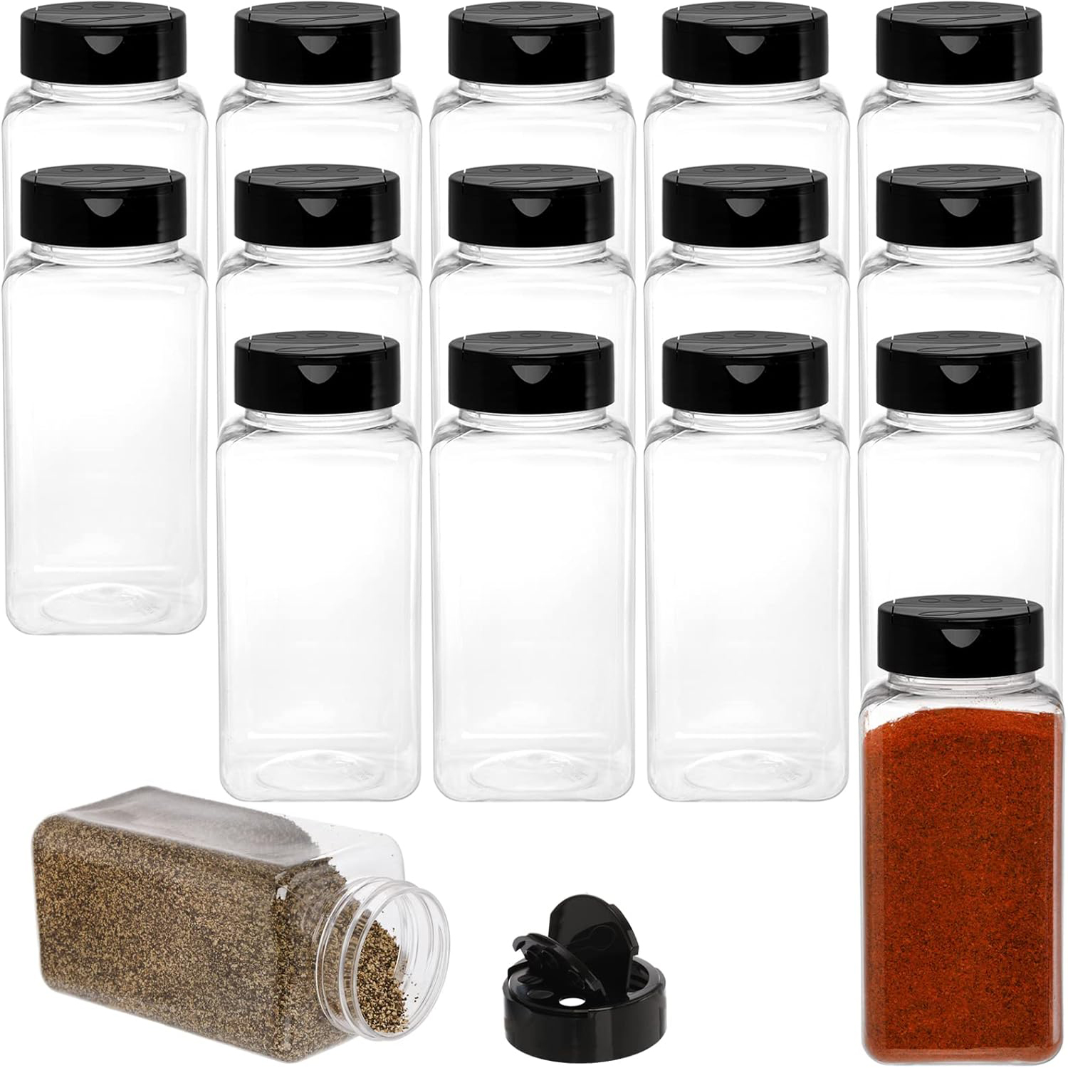 Food Storage Jars Plastic - Square Large Plastic Spice Jars with