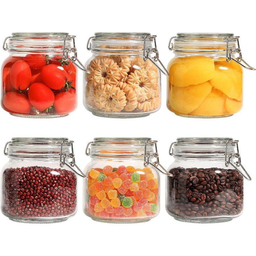 Airtight Cereal Jar - 25oz Airtight Glass Canisters with Lids