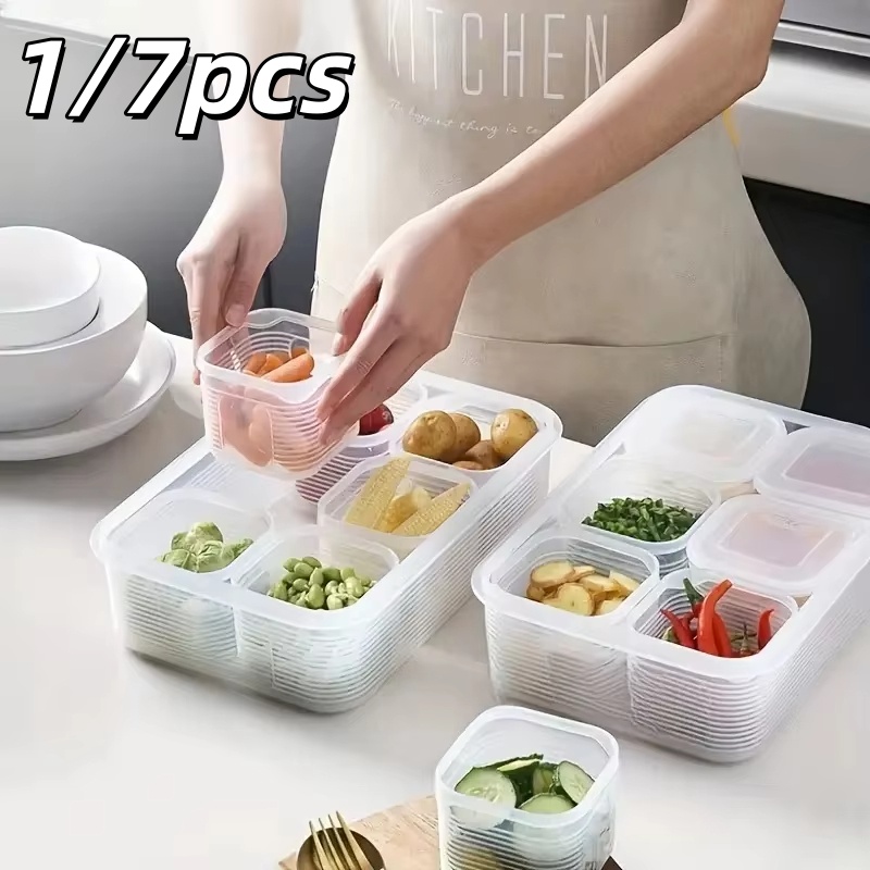 Food Storage Plastic Boxes - 1/7pcs Food Storage Container 6 Grids