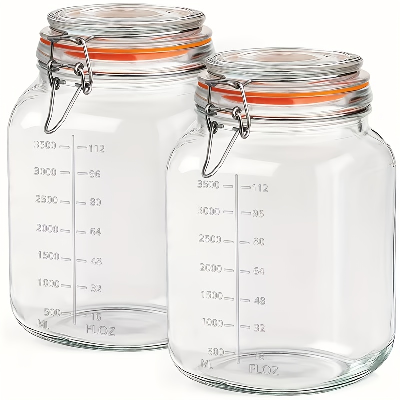 Food Storage Without Pantry - 2-Pack 1-Gallon Wide-Mouth Glass Jars –