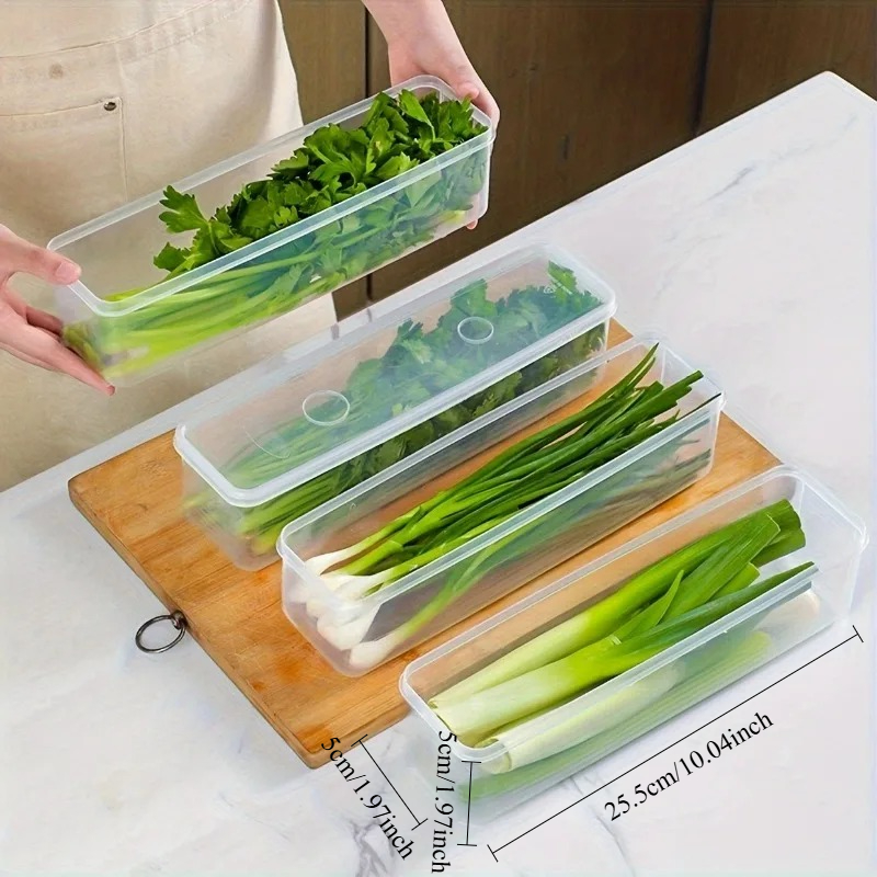 Food Storage Plastic Boxes - 4 Pcs Long Rectangular Food Storage