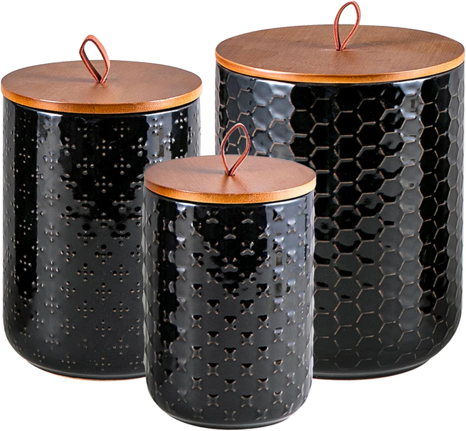 Black Ceramic Canister Set wit - Food Storage Jars Plastic 评论和价格