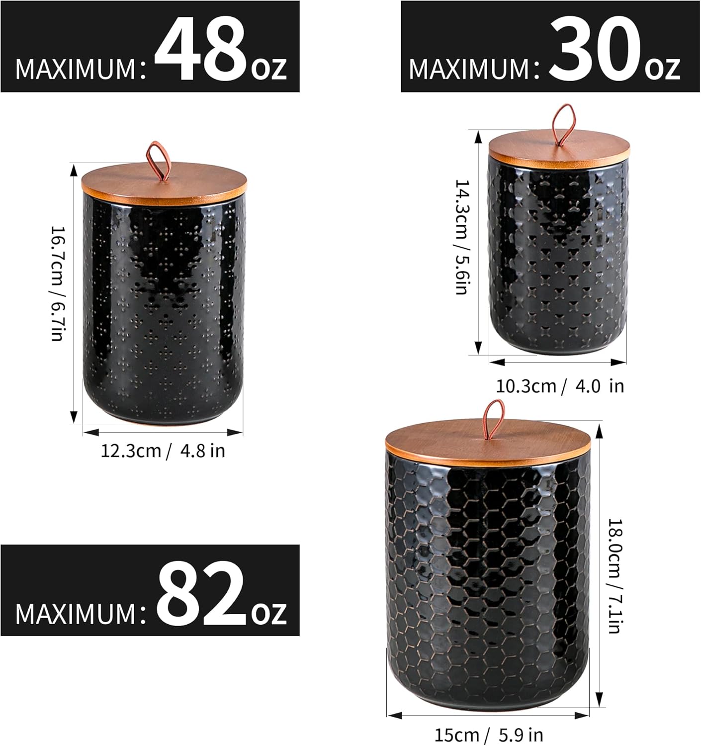 Black Ceramic Canister Set wit - Food Storage Jars Plastic 评论和价格