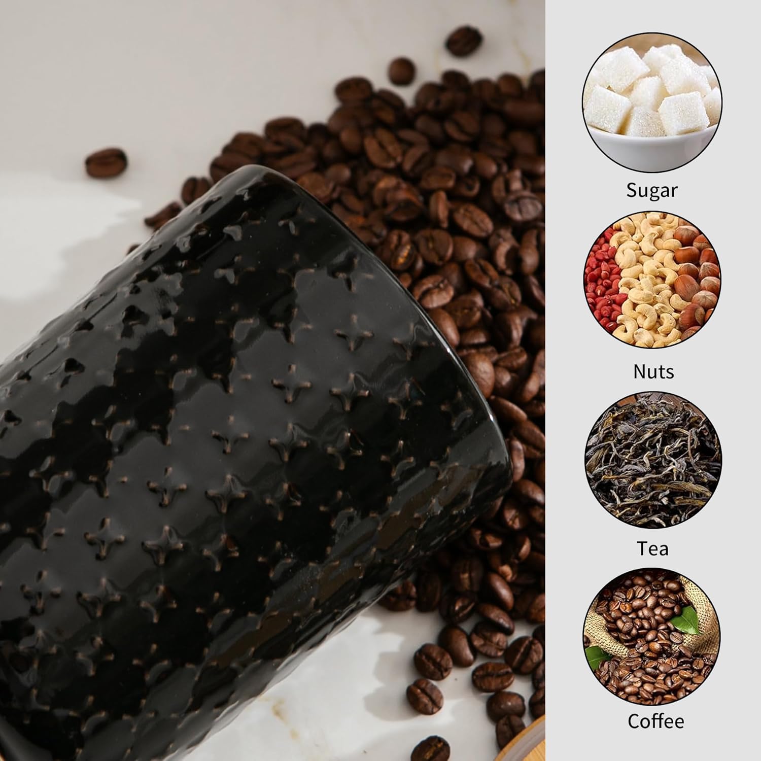 Black Ceramic Canister Set wit - Food Storage Jars Plastic 评论和价格