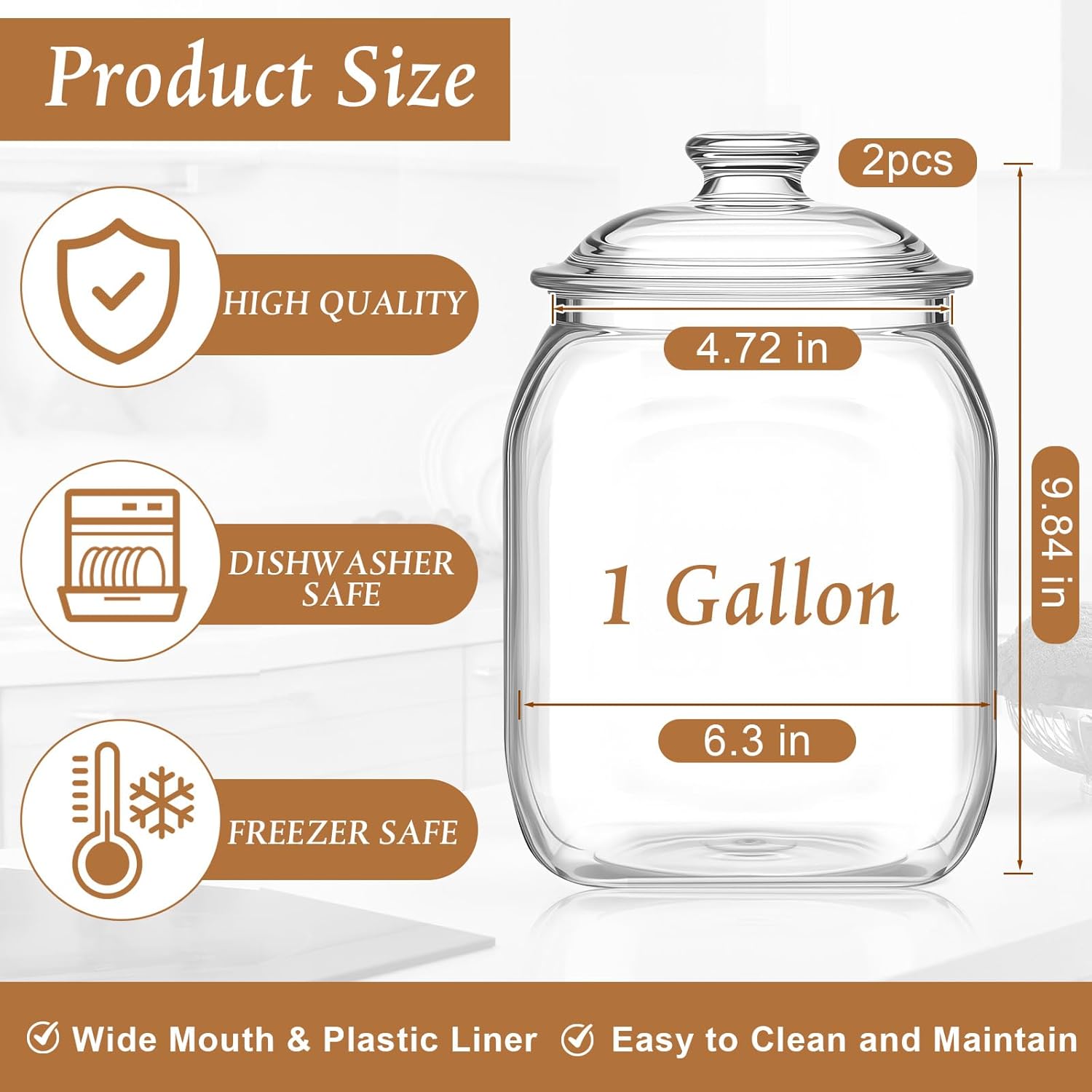 2 Pack Acrylic Cookie Candy Ja - Food Storage Jars Plastic 评论和价格