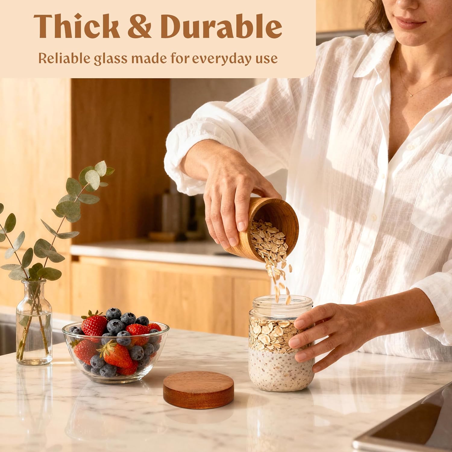 Overnight Oats Containers with - Food Storage Jars Plastic 评论和价格