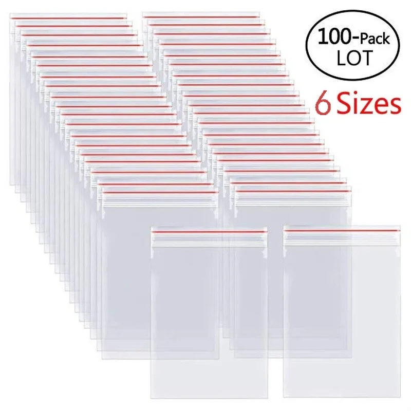 100/Pcs Pack Resealable Plasti - Food Storage Reusable Bags 评论和价格