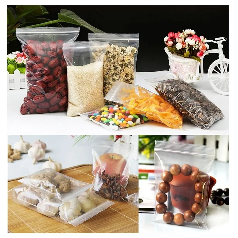 100/Pcs Pack Resealable Plasti - Food Storage Reusable Bags 评论和价格