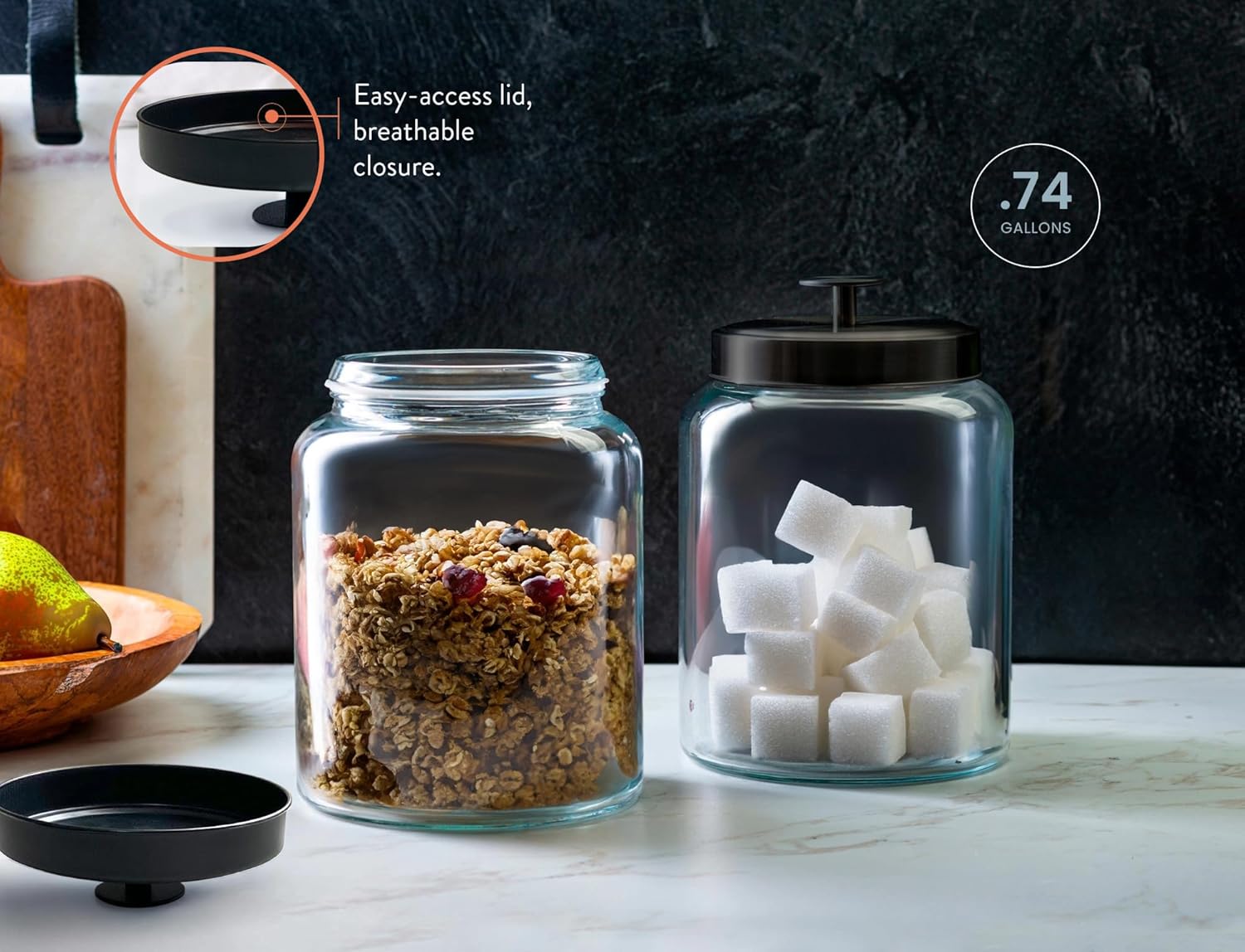 Glass Kitchen Canister Set, Fo - Food Storage Pantry 评论和价格