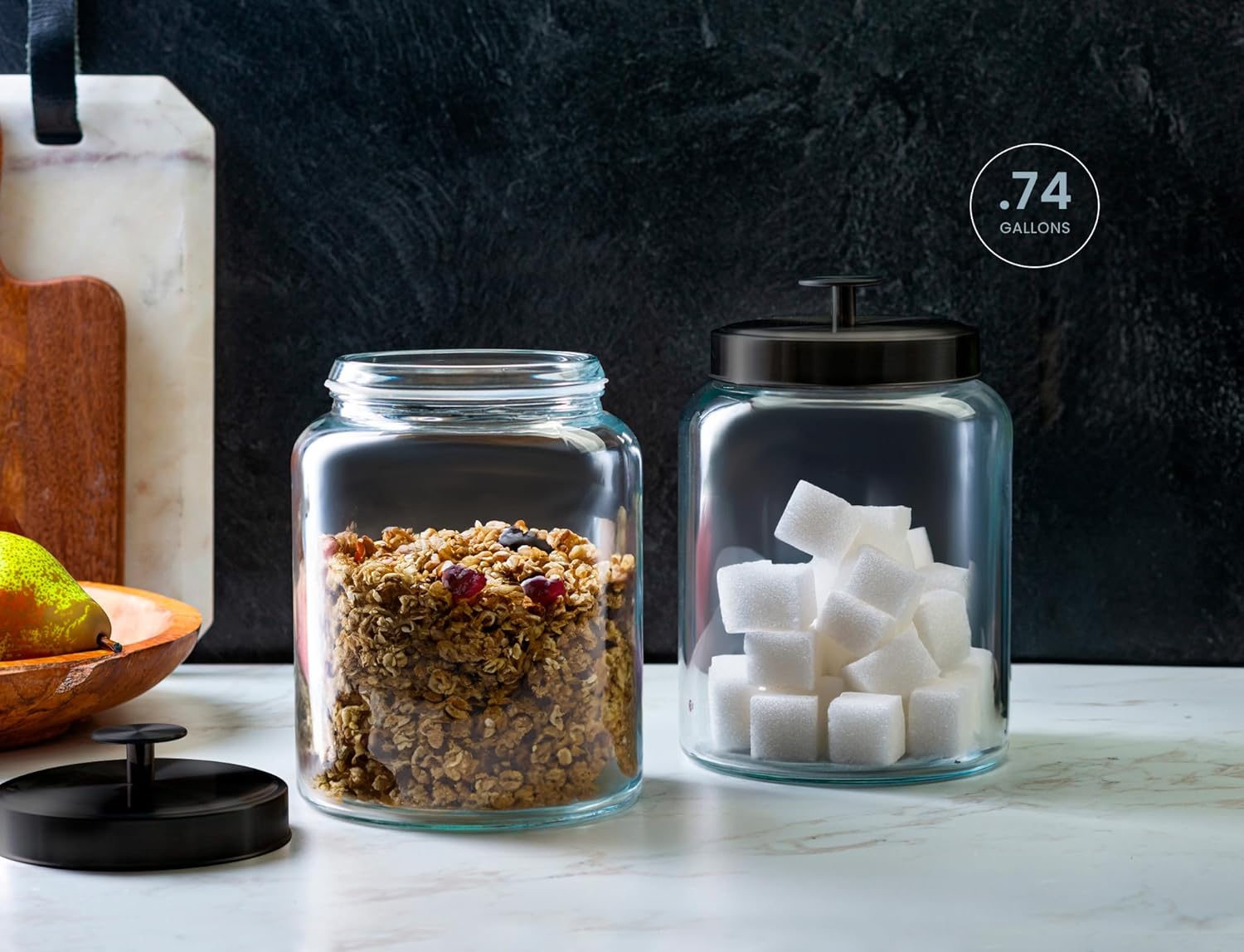 Glass Kitchen Canister Set, Fo - Food Storage Pantry 评论和价格