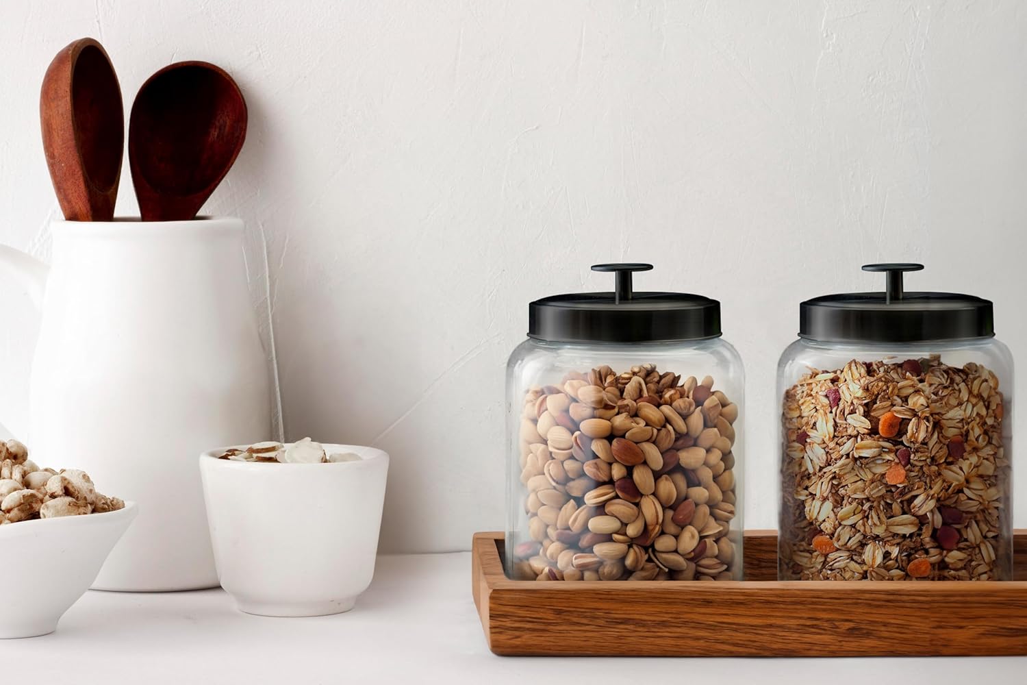 Glass Kitchen Canister Set, Fo - Food Storage Pantry 评论和价格