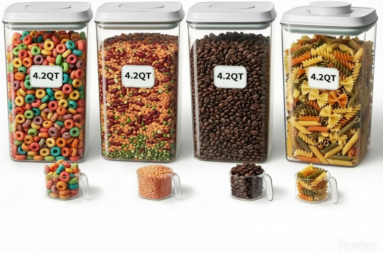 4 Pcs Large Pop Airtight Food  - Food Storage Pantry 评论和价格