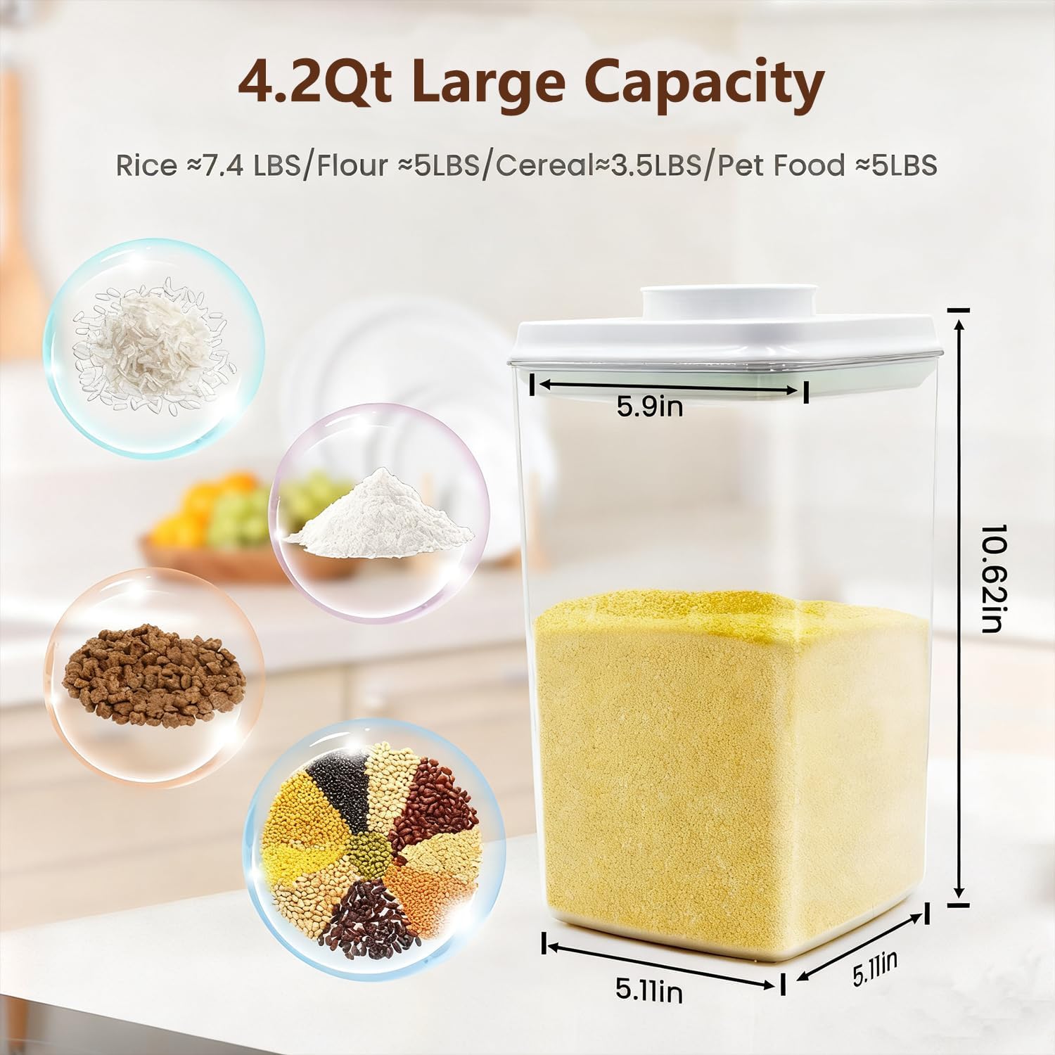 4 Pcs Large Pop Airtight Food  - Food Storage Pantry 评论和价格