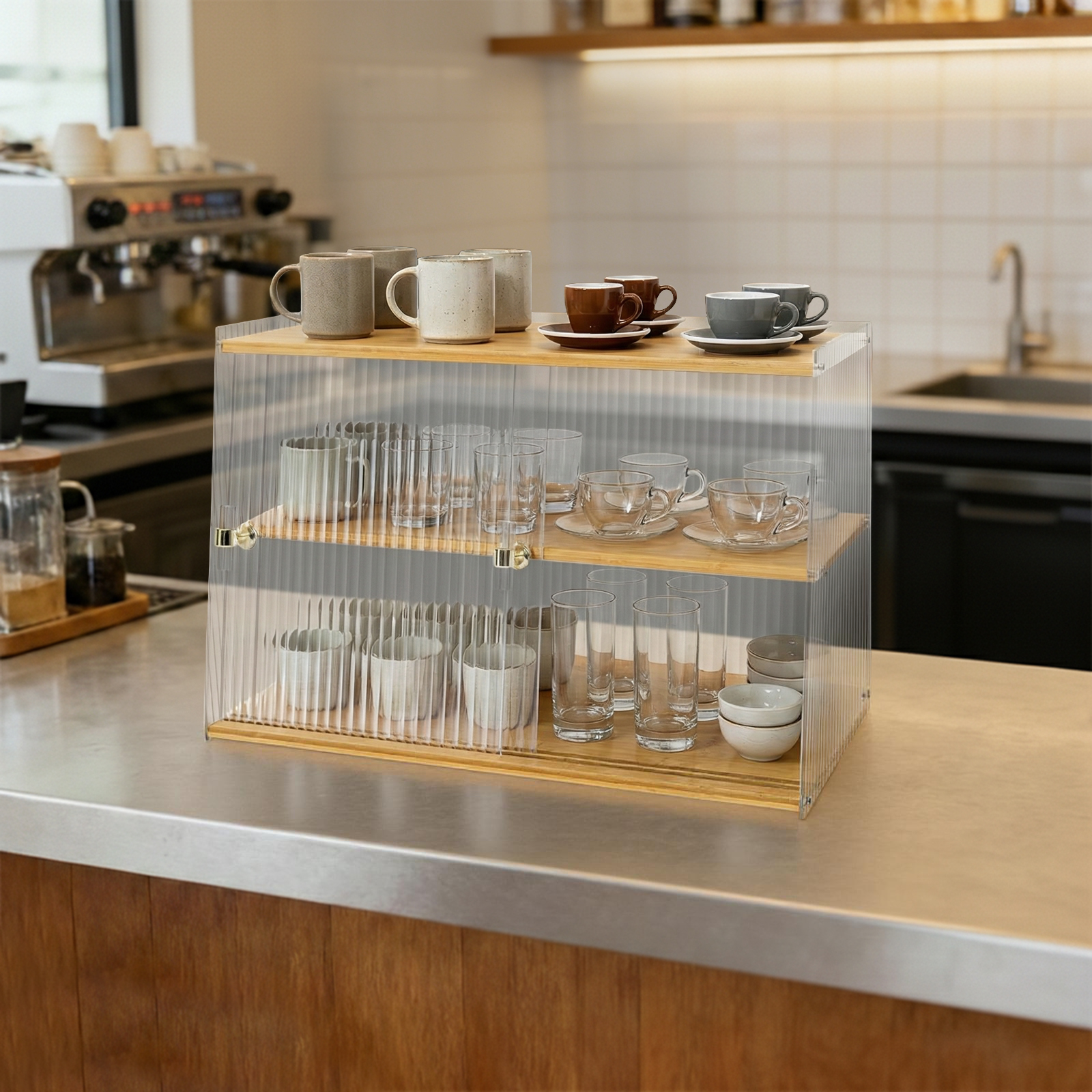Cup Storage Rack, Bamboo Sideb - Food Storage Pantry 评论和价格