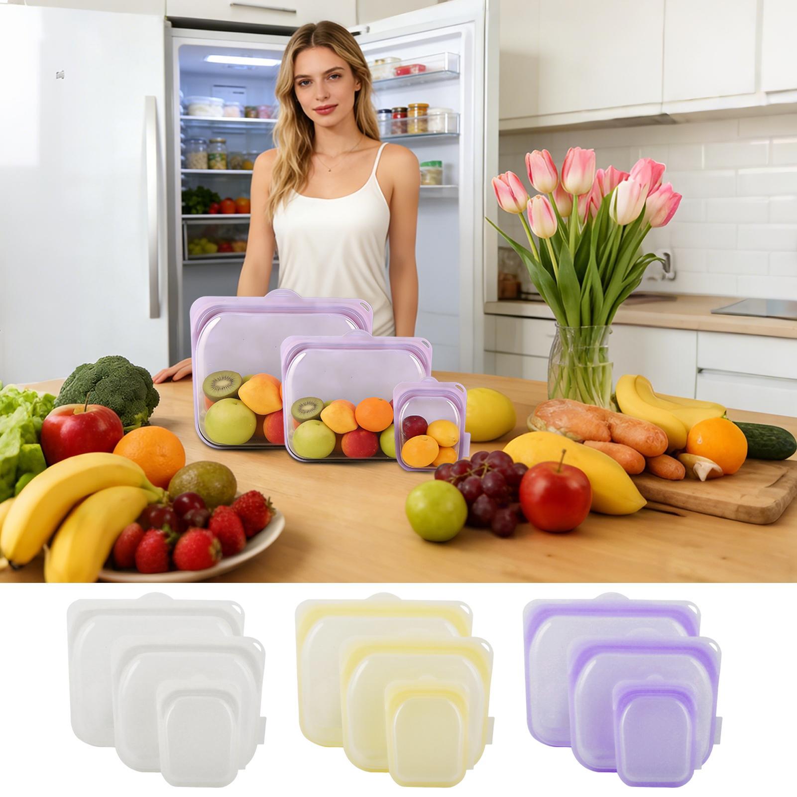 Reusable Freezer Bags 3 Pieces - Food Storage Reusable Bags 评论和价格