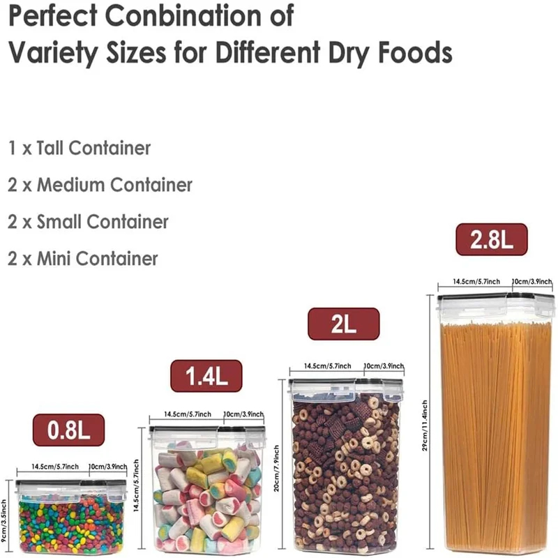 7Pcs Kitchen Food Storage Cont - Airtight Cereal Jar 评论和价格