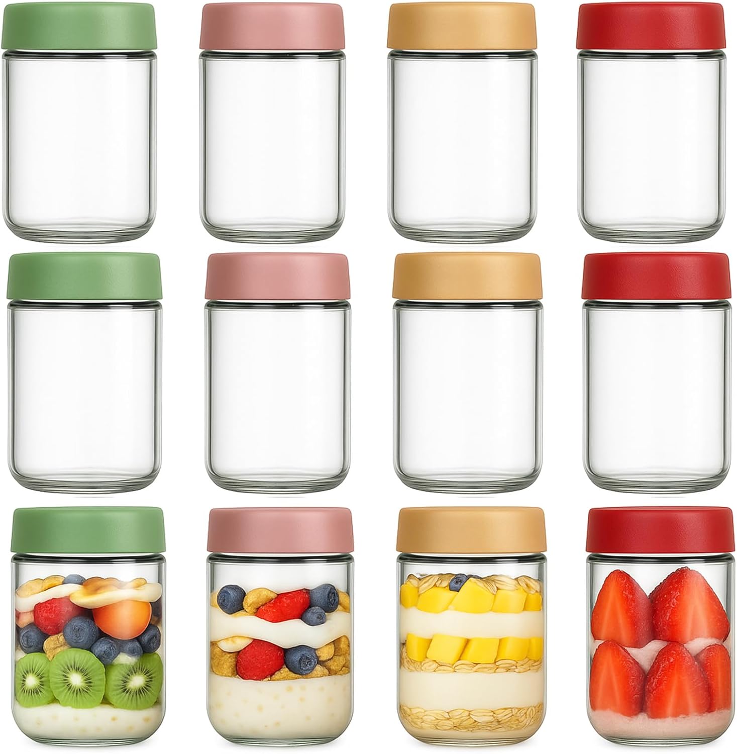12 Pack Overnight Oats Contain - Food Storage Jars Plastic 评论和价格