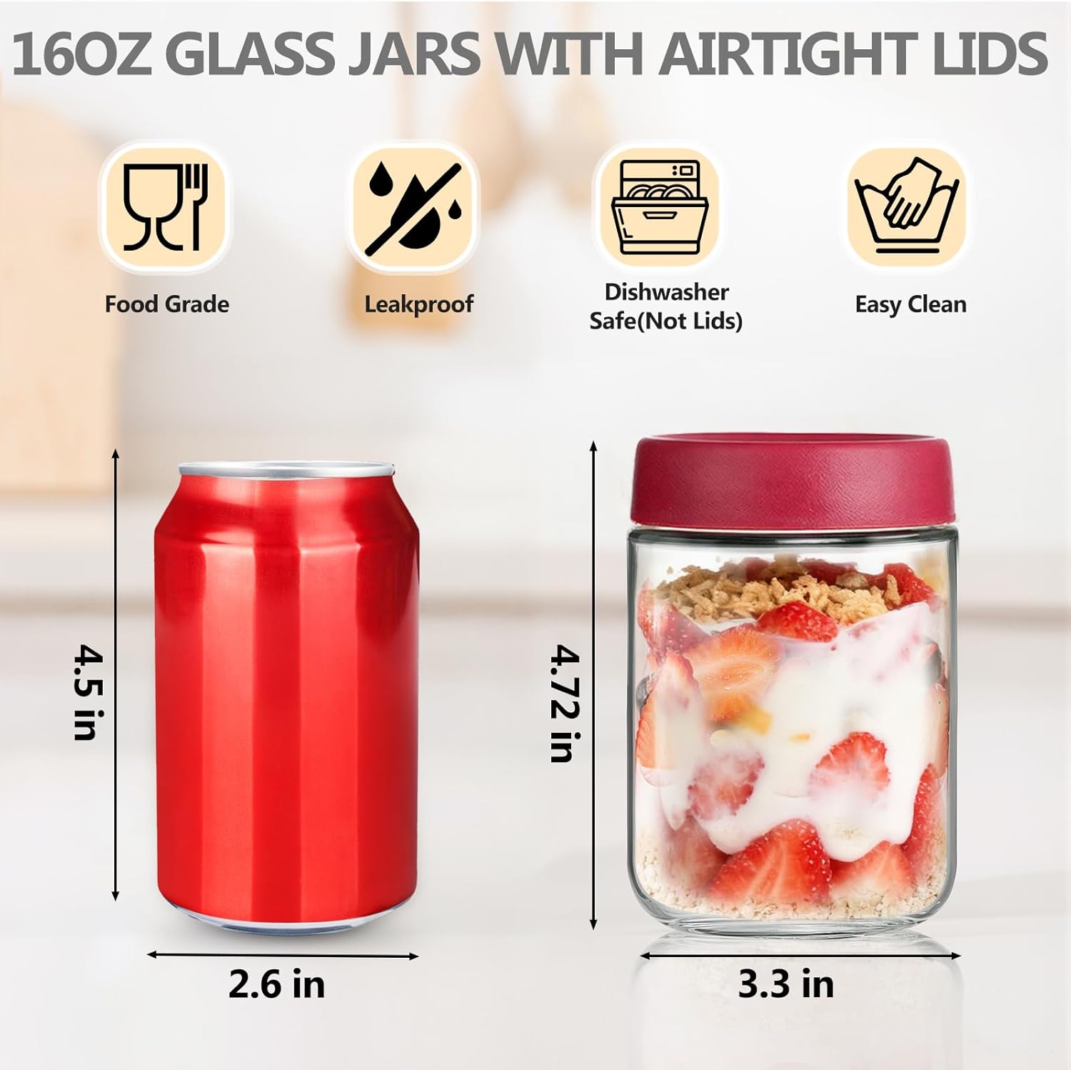 12 Pack Overnight Oats Contain - Food Storage Jars Plastic 评论和价格