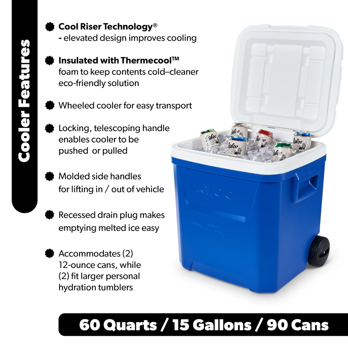 60 QT Blue Laguna Wheeled Hard - Food Storage In Cooler 评论和价格