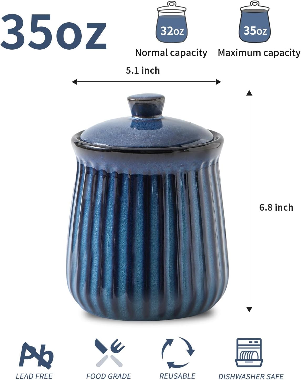 Ceramic Storage Containers, 35 - Food Storage Jars Plastic 评论和价格