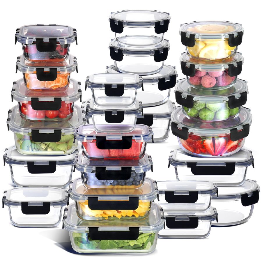 48pc Glass Storage Containers  - Food Storage Pantry 评论和价格