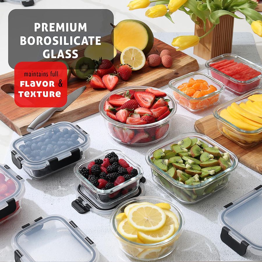 48pc Glass Storage Containers  - Food Storage Pantry 评论和价格