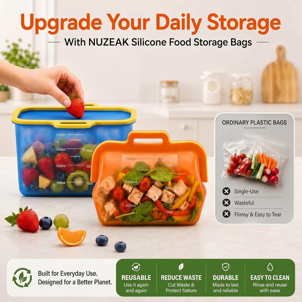 Reusable Silicone Food Storage - Food Storage Reusable Bags 评论和价格