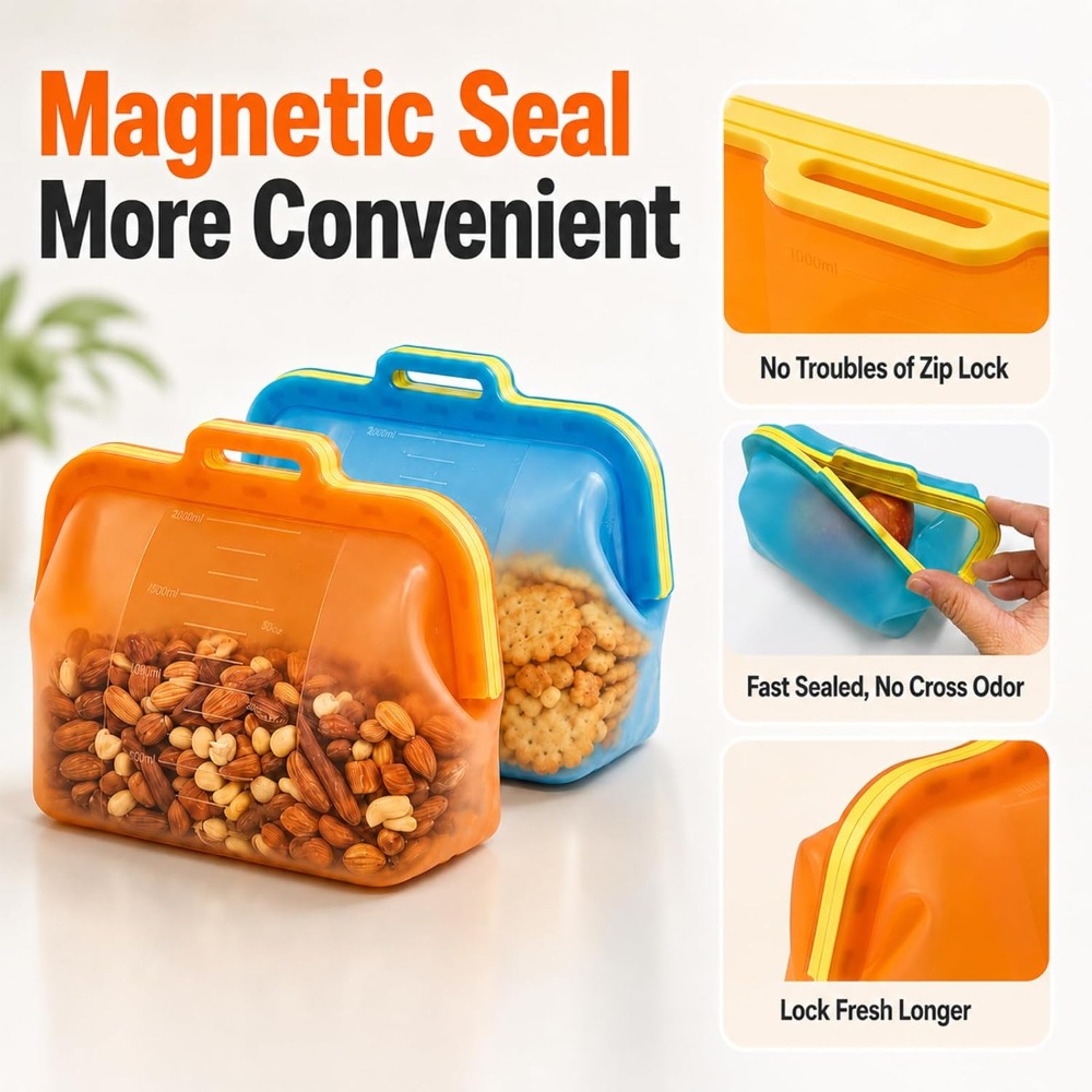 Reusable Silicone Food Storage - Food Storage Reusable Bags 评论和价格