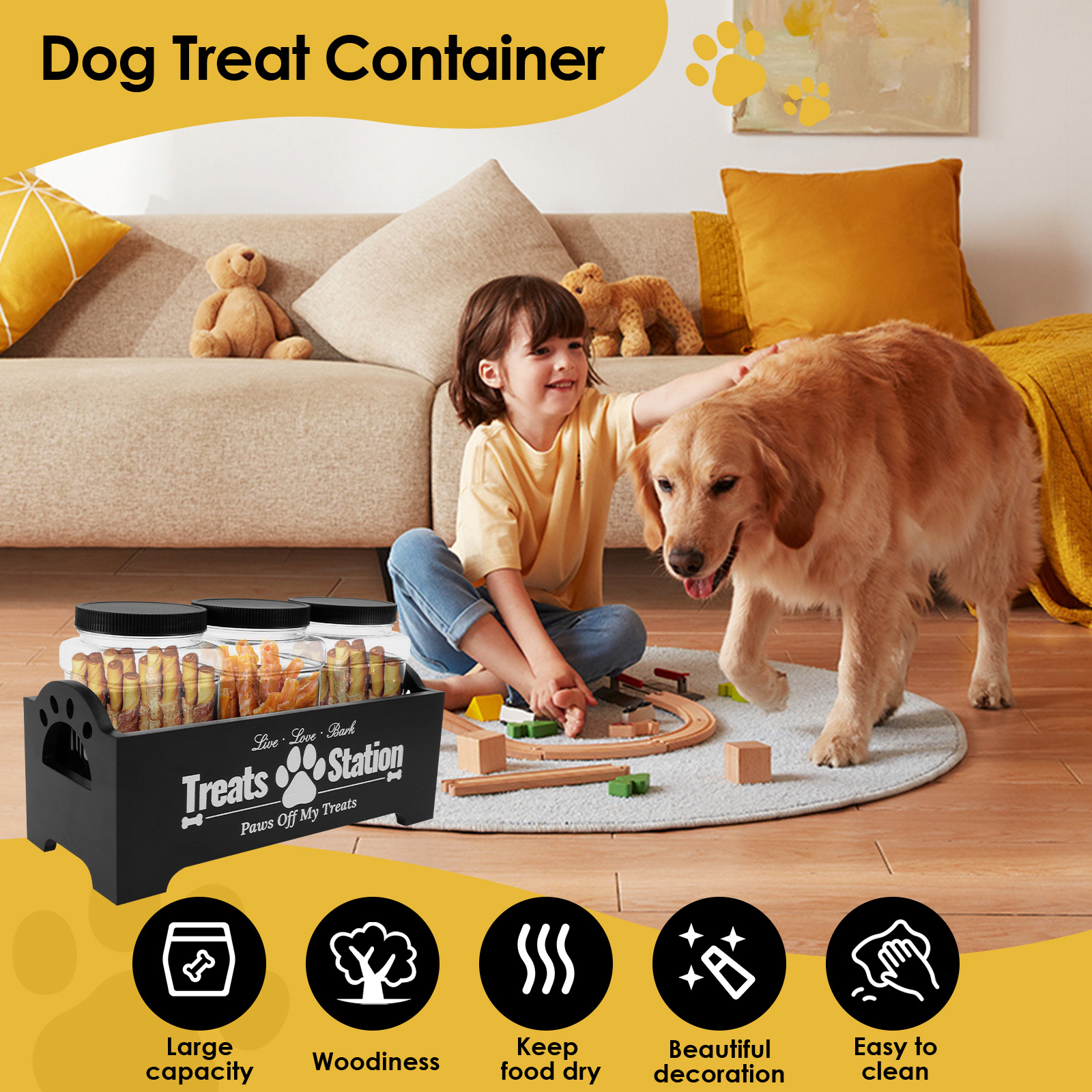 Wood Dog Food Container with 3 - Food Storage Practices 评论和价格
