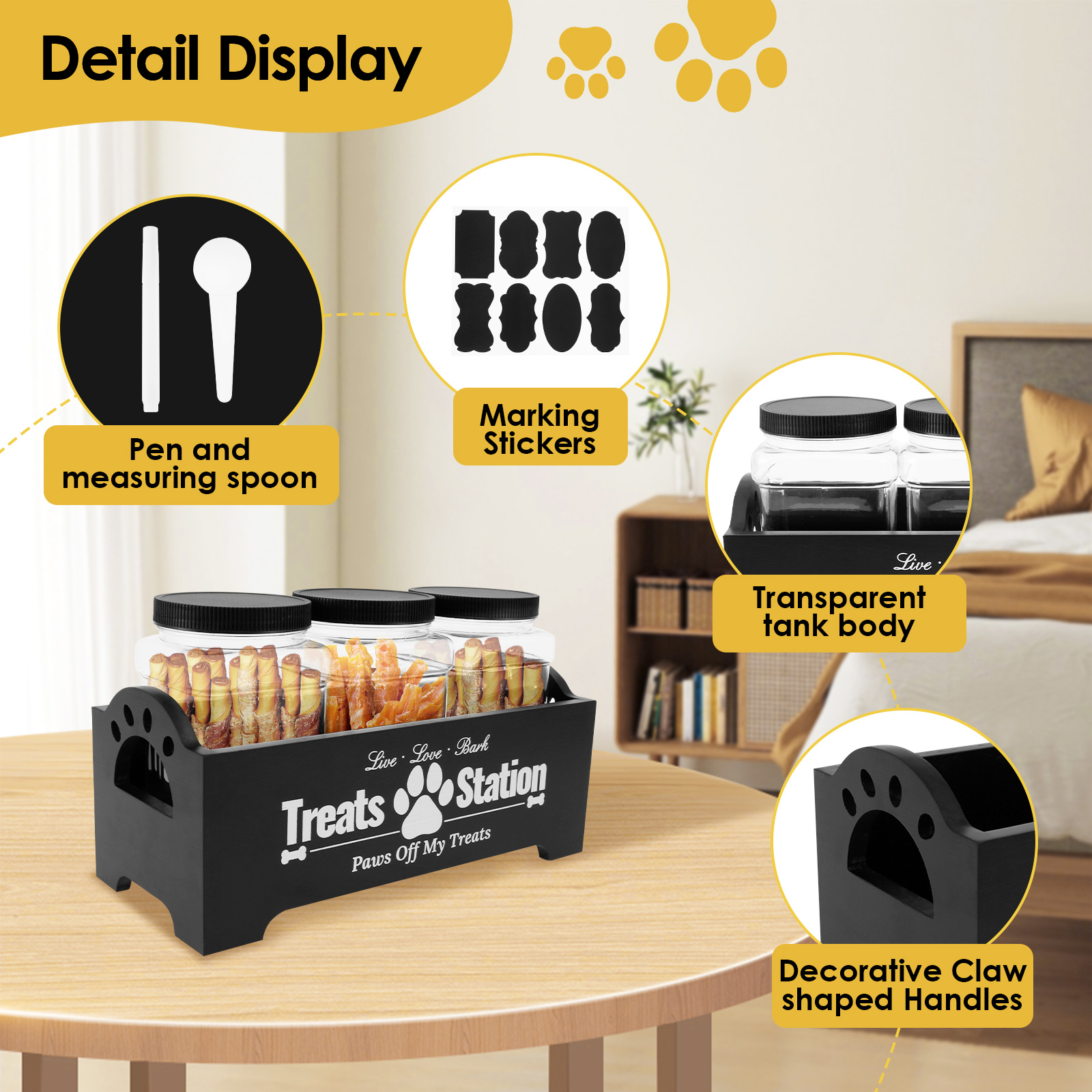 Wood Dog Food Container with 3 - Food Storage Practices 评论和价格