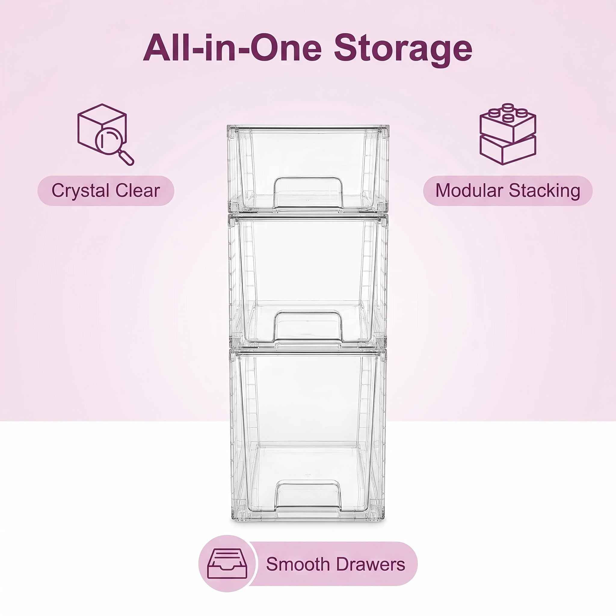 3-Piece Clear Stackable Drawer - Food Storage Pantry 评论和价格