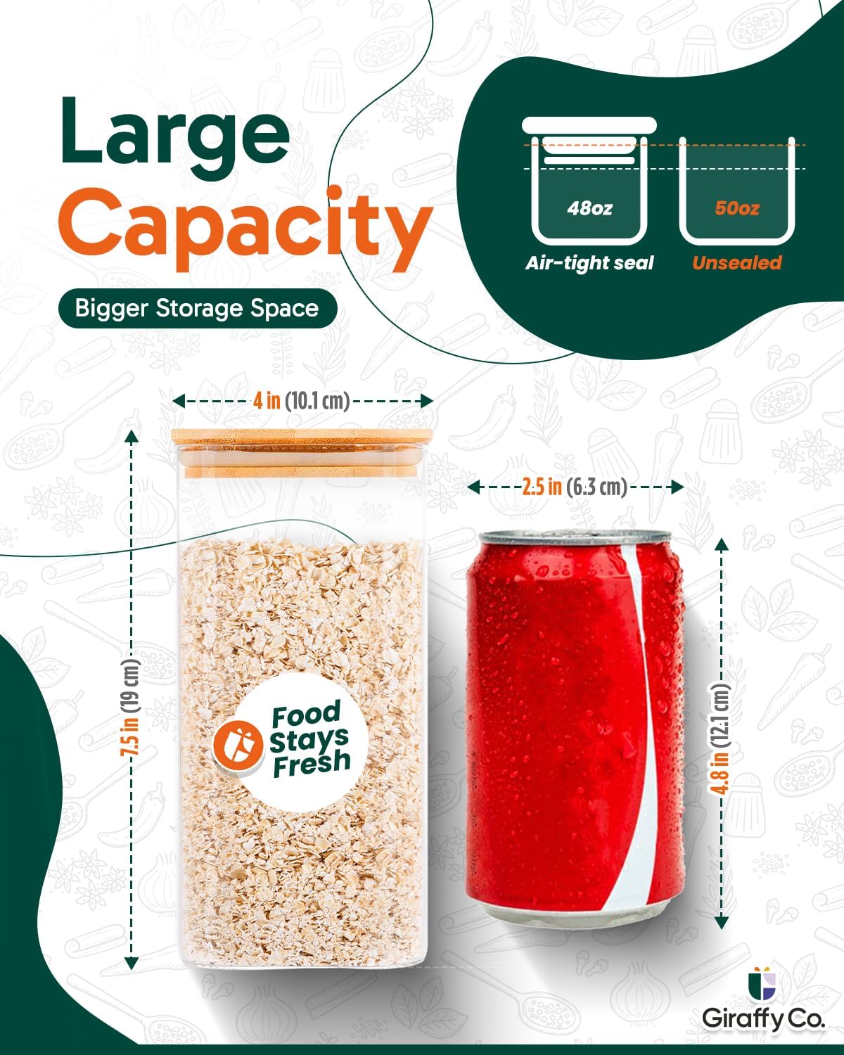 Glass Food Storage Jars with A - Food Storage Pantry 评论和价格