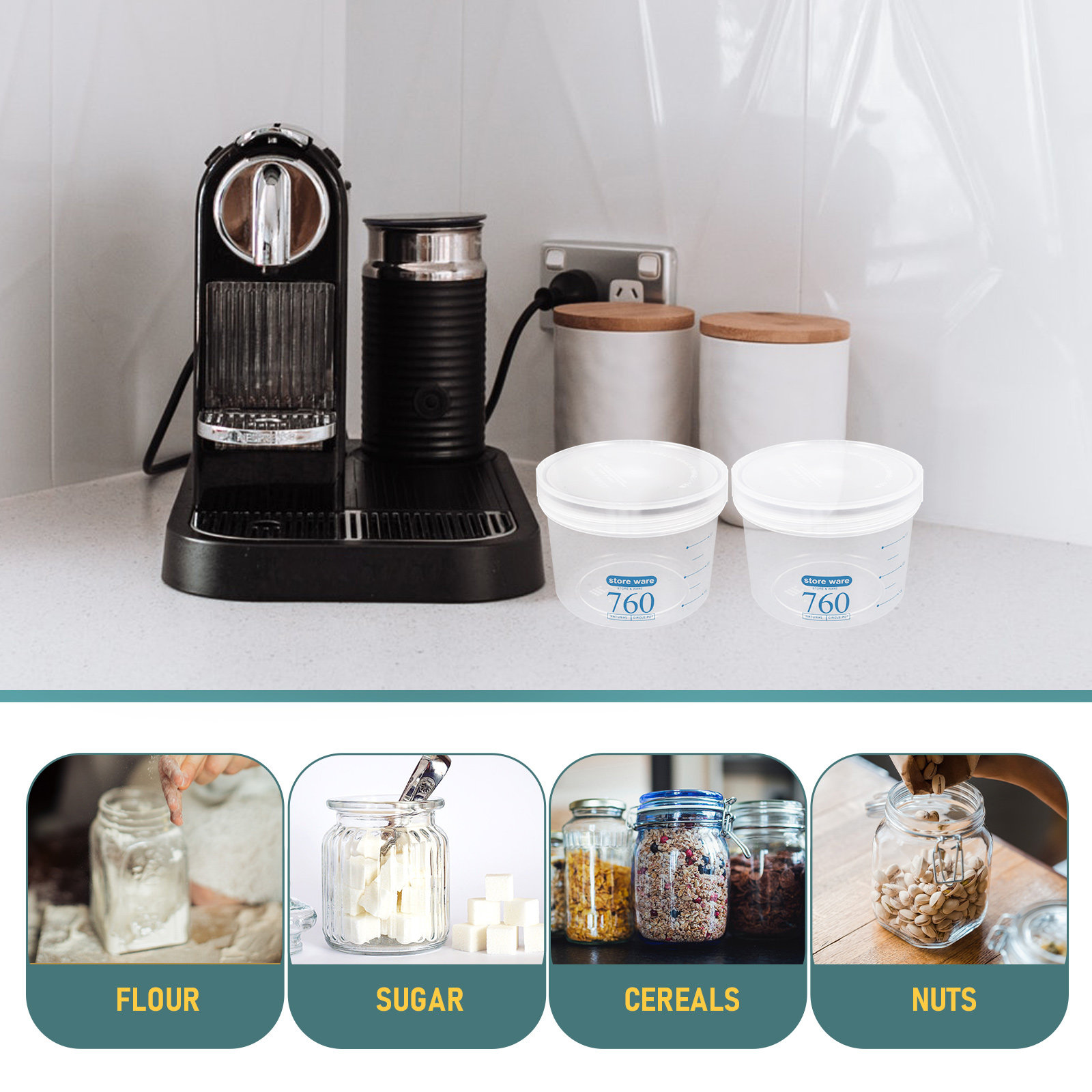 3Pcs Airtight Food Storage Jar - Airtight Cereal Jar 评论和价格