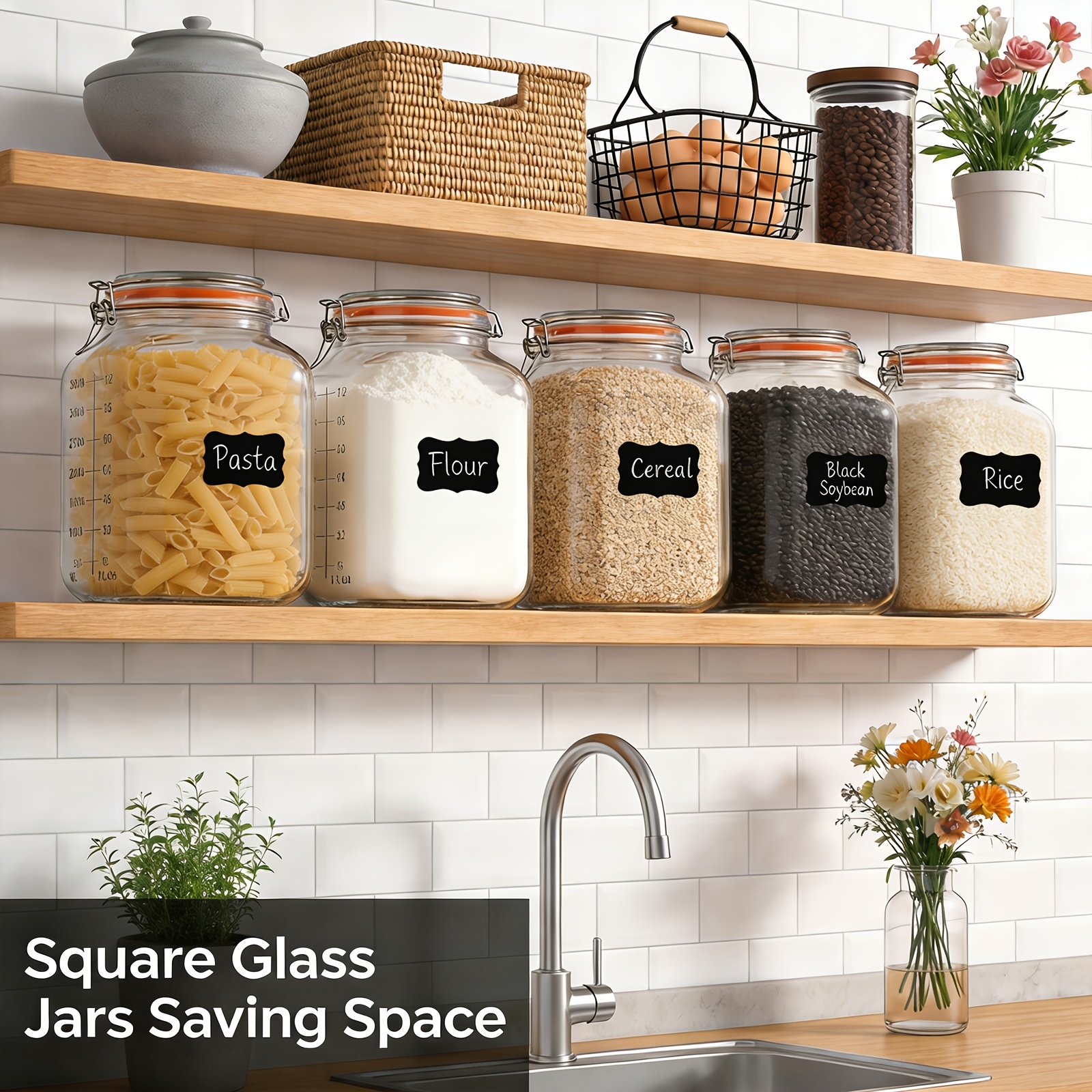 2-Pack Square Glass Storage Ja - Food Storage Without Pantry 评论和价格