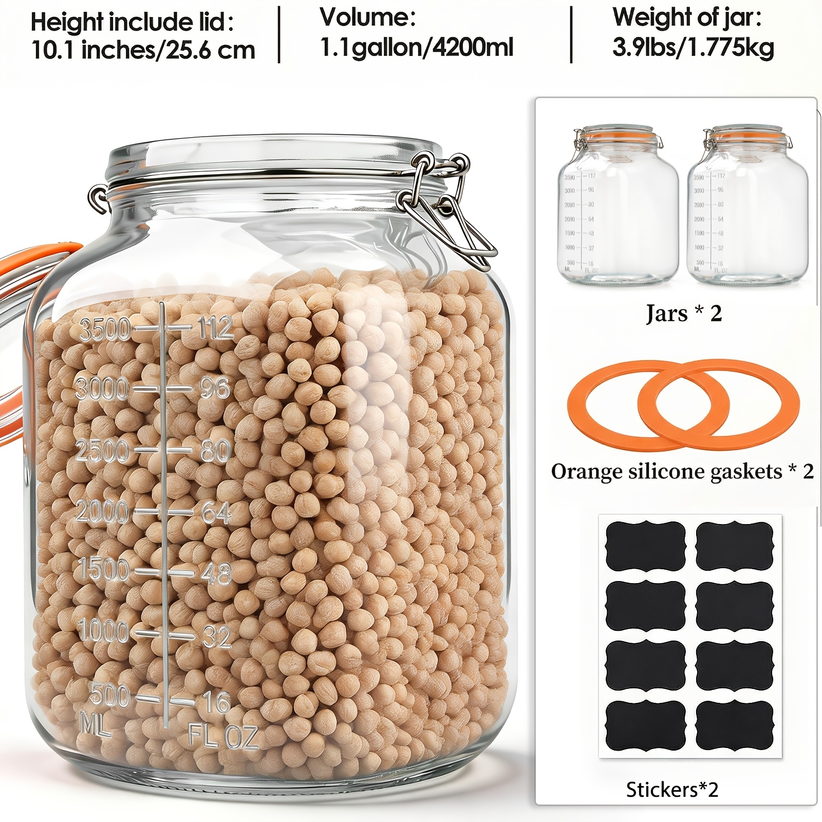 2-Pack Square Glass Storage Ja - Food Storage Without Pantry 评论和价格