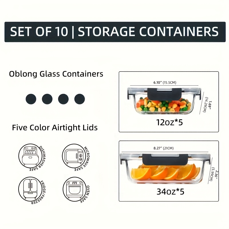 us10pcs Glass Food Storage Con - Food Storage Without Pantry 评论和价格