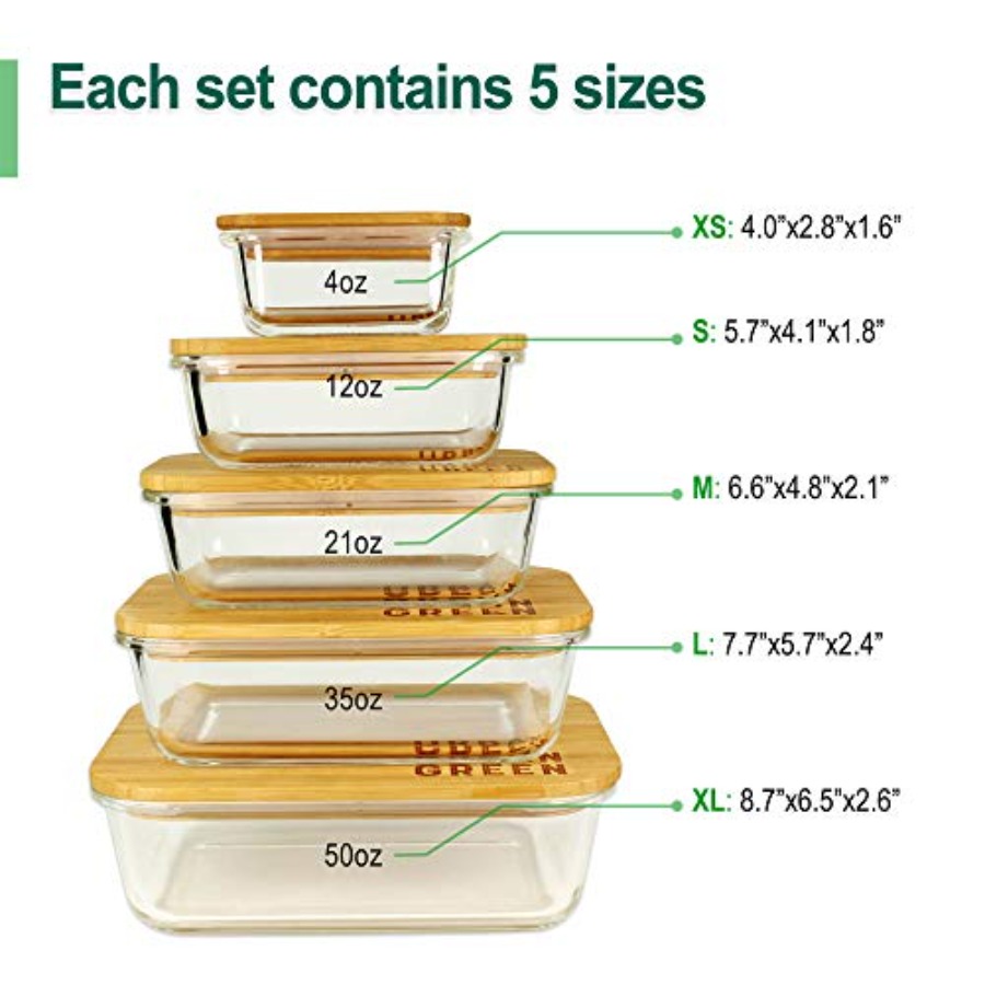 Glass Containers with Bamboo L - Food Storage Pantry 评论和价格