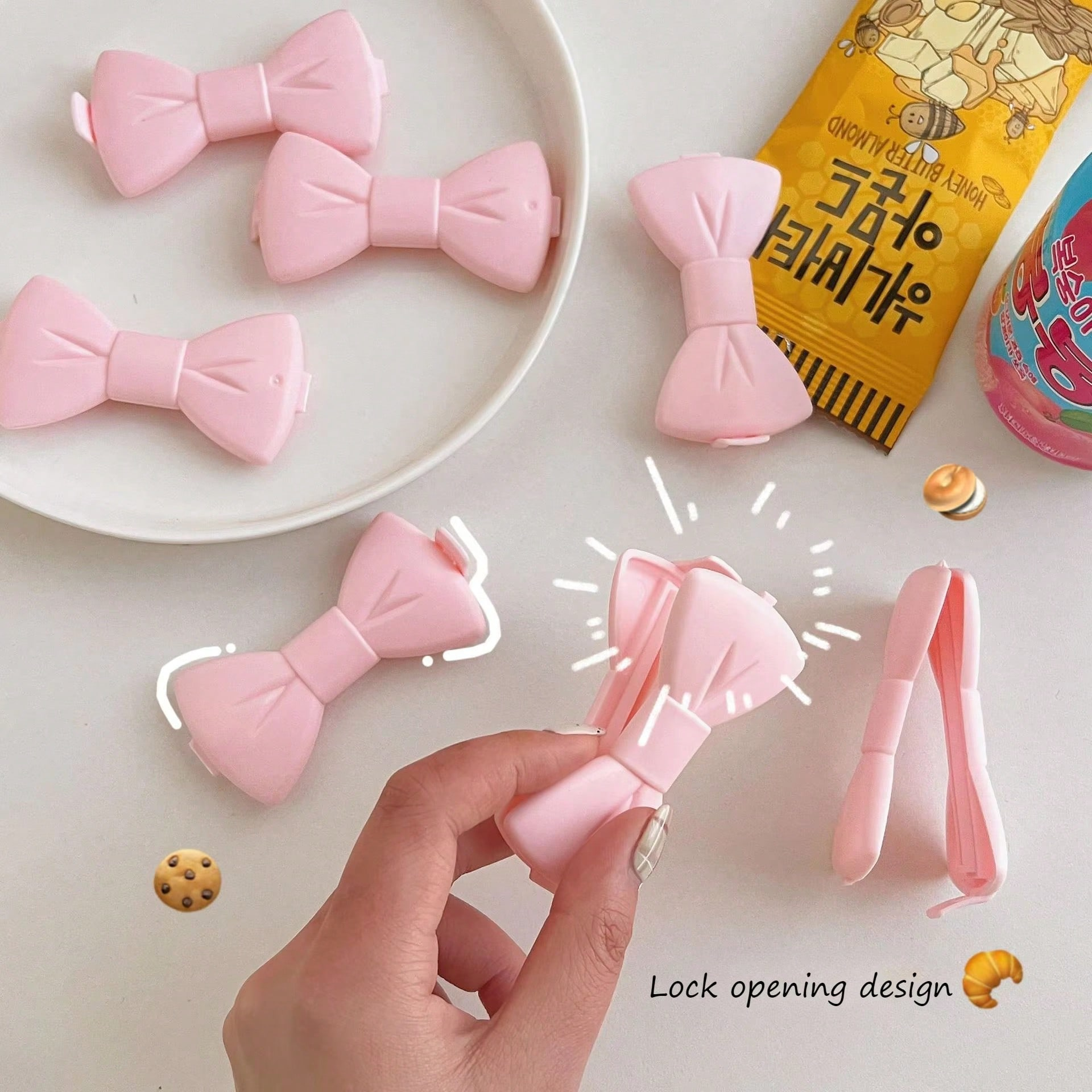 5PCS Kawaii Food Sealing Clip  - Food Storage Reusable Bags 评论和价格