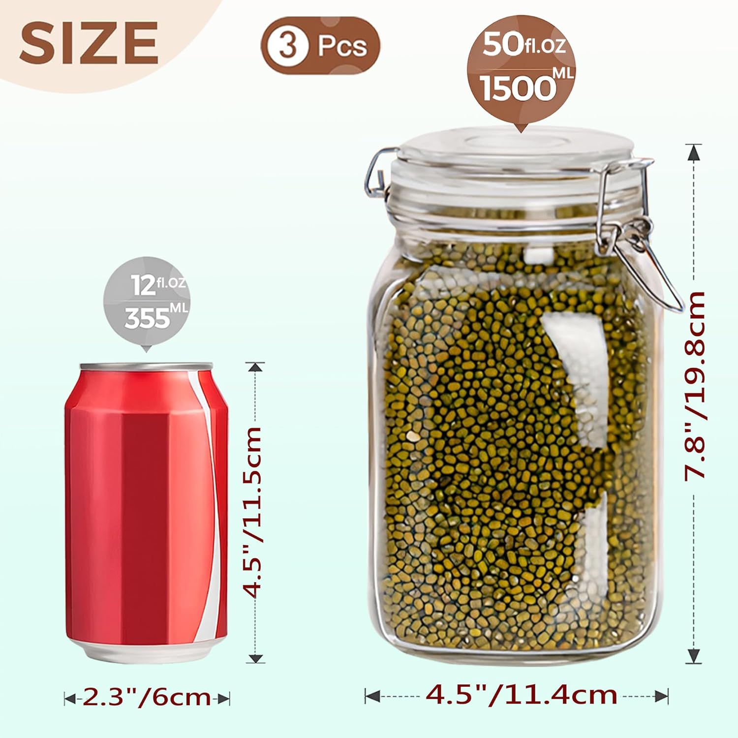 Clear Food Storage Jars 50oz S - Food Storage Pantry 评论和价格