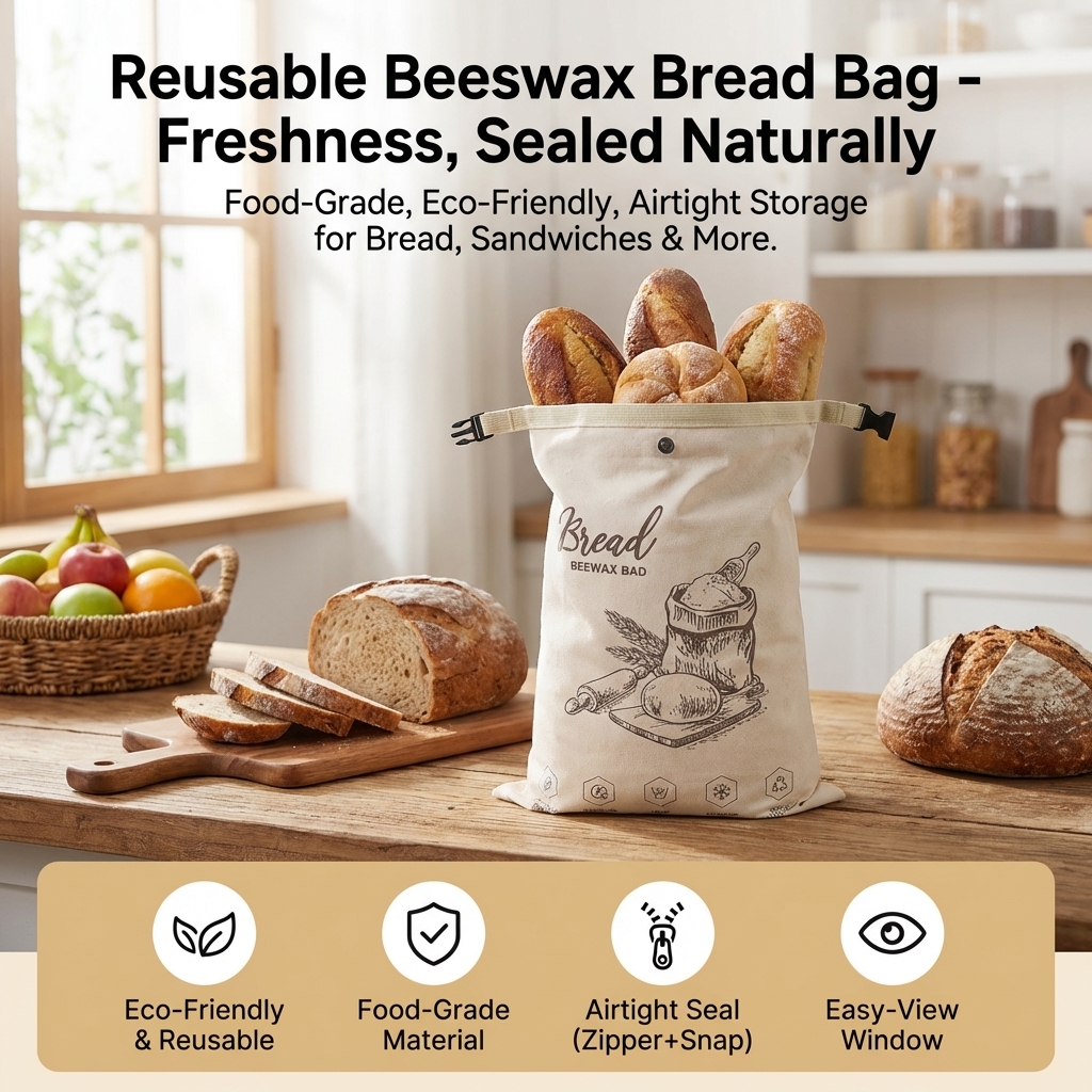 Reusable Beeswax Bread Bag wit - Food Storage Roll Bags 评论和价格