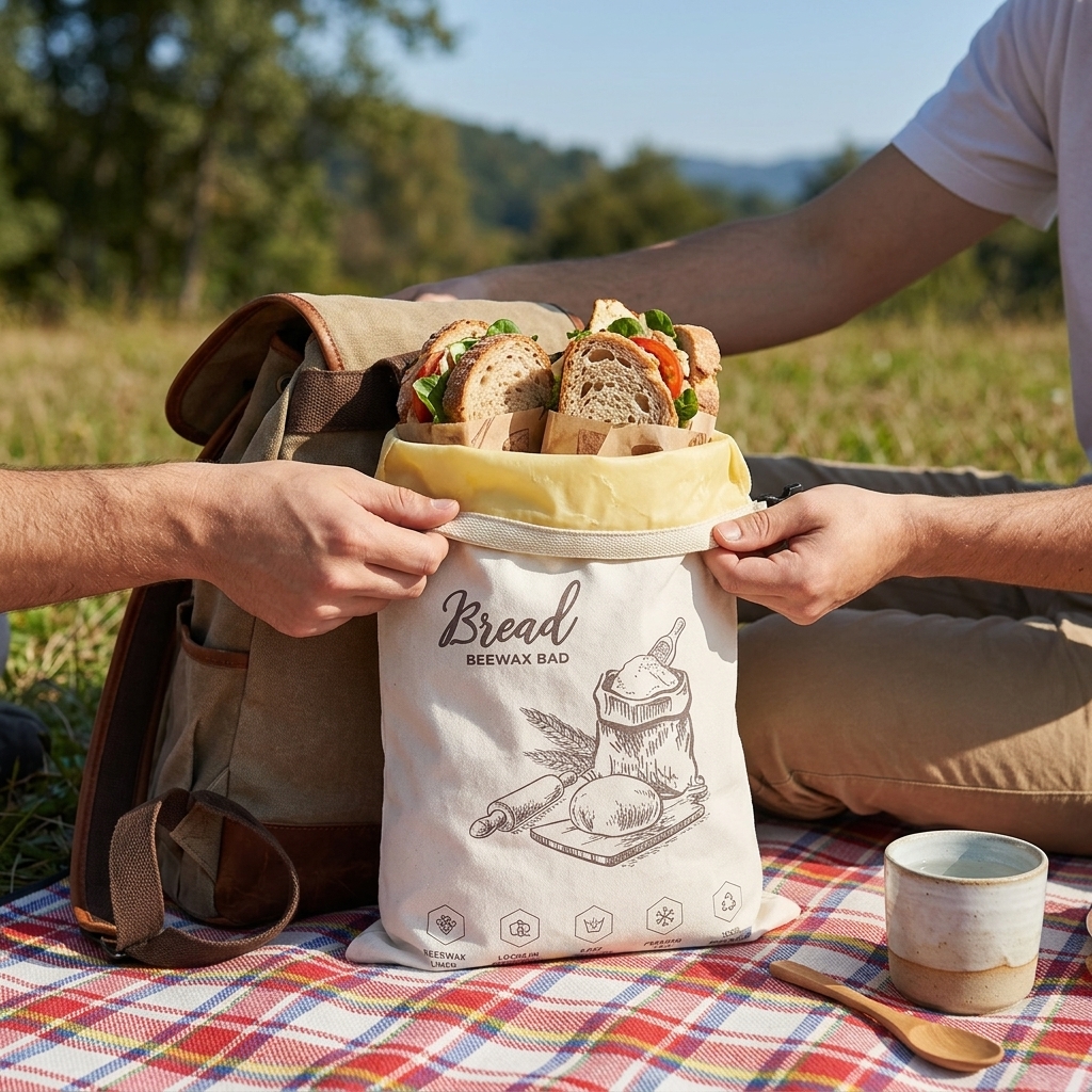 Reusable Beeswax Bread Bag wit - Food Storage Roll Bags 评论和价格