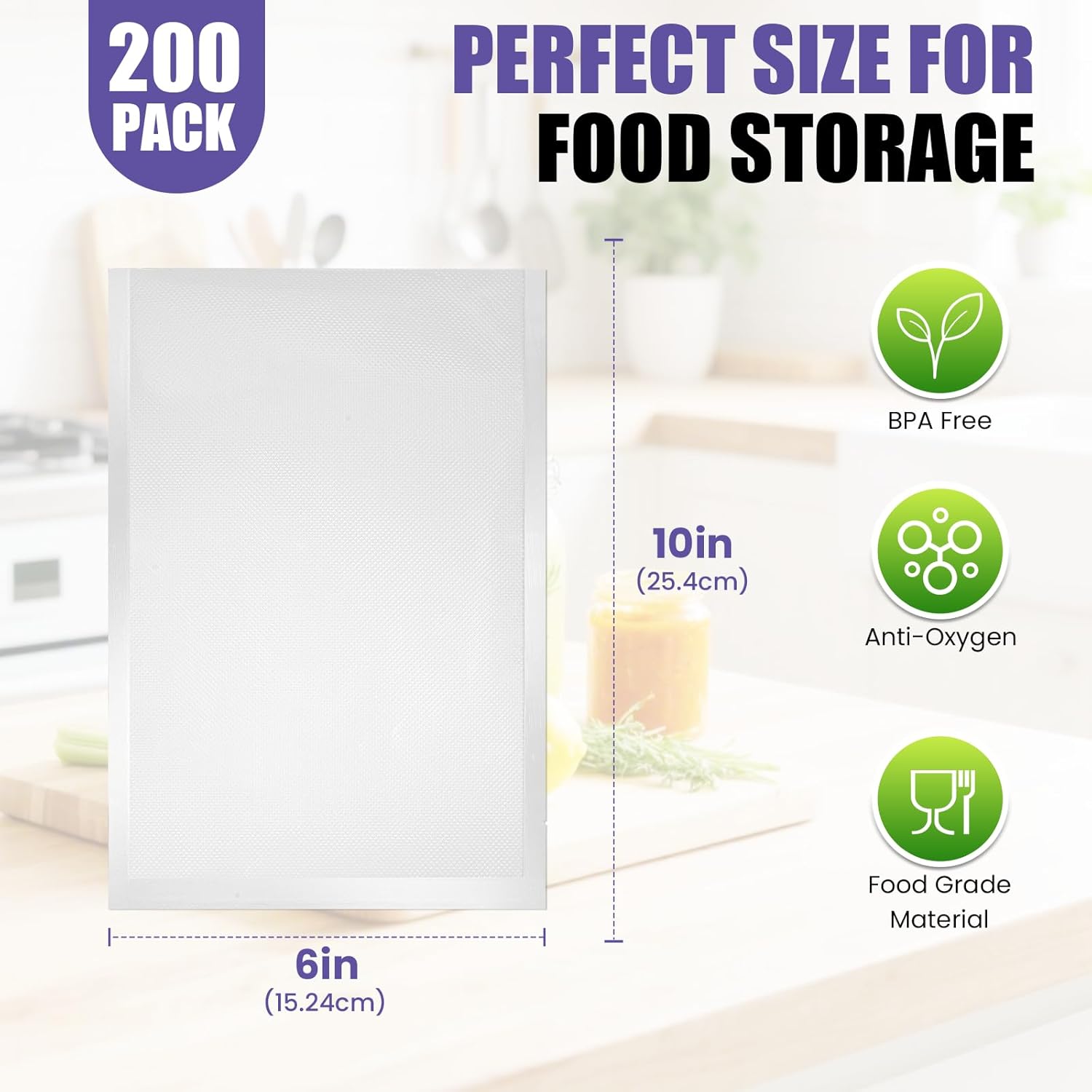 200 Vacuum Sealer Bags 6x10in  - Food Storage Roll Bags 评论和价格